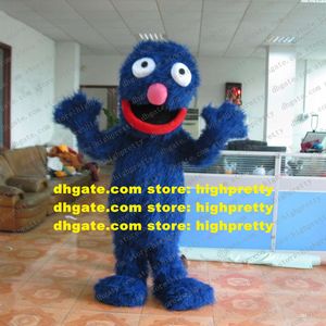 Joli Costume de Mascotte bleu sésame rue Cookie monstre Super Grover Mascotte monstre en peluche longue fourrure petit nez rose No.537