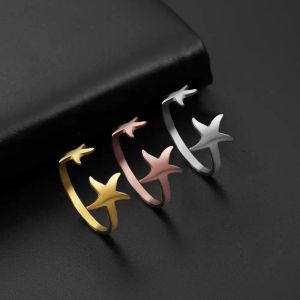 Precioso anillo de oro amarillo de 14k con forma de luna y estrella para mujeres y niñas, anillos de dedo informales redimensionables, joyería de regalo de aniversario, venta al por mayor 2024