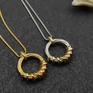 Joli collier de créateur de bijoux ras du cou torsadé or marque argent 2 couleurs colliers pendentif rond déclaration chaîne de luxe femmes bijoux