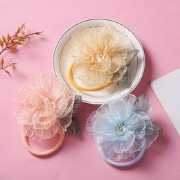 Beau nouveau-né bébé filles en mousseline de soie fleur ruban bandeaux enfant en bas âge chapeaux photographie accessoires infantile cheveux accessoires cadeaux d'anniversaire 1588