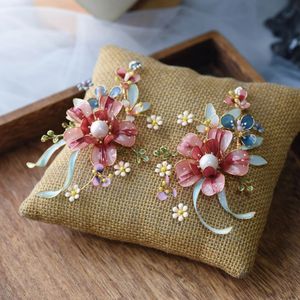 Mooie oversized roze barokke luxe oorbellen handgemaakte bloem Turkse sieraden prom sieraden 240305