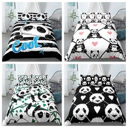 Mooie Panda Gedrukt Beddengoed Set 3D Digitale Printing Dekbedovertrek Kussensloop voor Tiener Kids Single Queen King Size Bed Sets 2 / 3PCS 201021