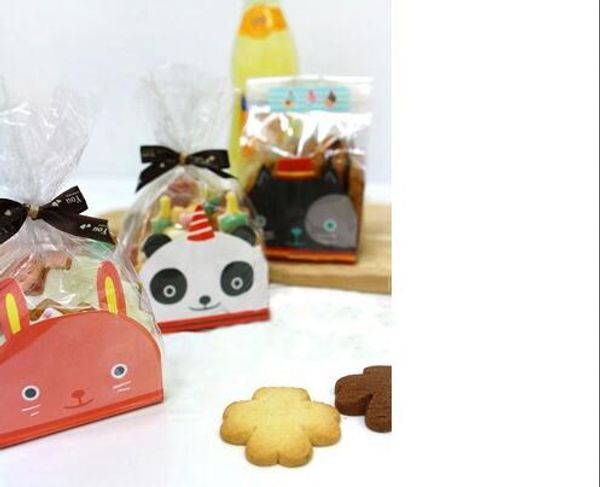 Joli panda lapin transparent plat sac à dessus ouvert CakeCookie Wrappers-Biscuits, bonbons, fête, mariage, pain fait à la main paquet 95 pièces/lot