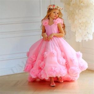 Belles robes de filles de fleur rose v