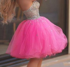Belle robe rose courte à la maison chérie corsage illusion cristal tulle robes de bal robes de bal sexy robe 6938174