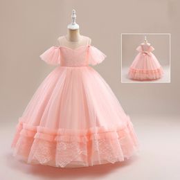 Precioso vestido rosa de tul con joya para niña, vestidos de flores para niña, vestidos de fiesta/cumpleaños para niña, faldas de uso diario para niñas, ropa para niños SZ 2-10 D326192