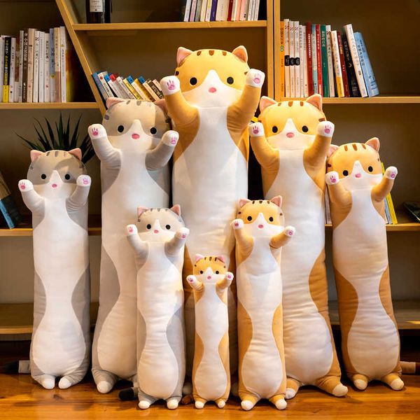 Belle peluche longue chat doux coussin de couchage sieste oreiller peluche poupées Kawaii jouet enfants filles garçons cadeau