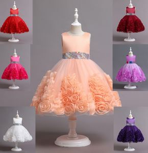 Jolies robes d'anniversaire/de fête pour fille, violet, rouge, blanc, orange, bijoux, robes de concours de beauté, robes de demoiselle d'honneur, jupes de tous les jours, vêtements pour enfants, SZ 2-10 D401094