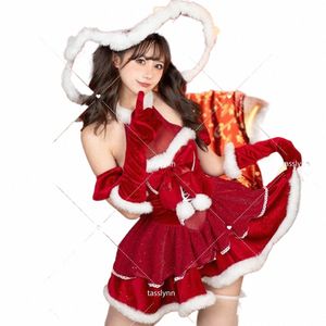Belle Red Maid Lolita Dr Kawaii Halen Tenues Apr Maid Kawaii Noël Dr Santa Claus Cosplay Costume Femmes Anime y2hz #