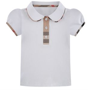 Belle vente au détail été bébé filles POLOS T-shirts coton enfants à manches courtes T-shirt haute qualité enfants col rabattu Plaid T-shirt enfant vêtements