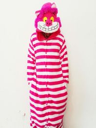 Lovely Rosy Cheshire Cat Jumpsuits Bruidsonderkleding Pyjama Dieren Cosplay Kostuum Op Voorraad Warme Mannen en Vrouwen Thuis Slapen6902018