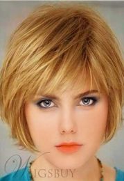 Belle perruque synthétique capless courte et droite avec coiffure Bob 8 pouces9641026