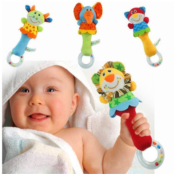 Beau modèle Animal doux main cloche hochets bébé jouets pour enfants poignée développement Babyfans jouet éducatif