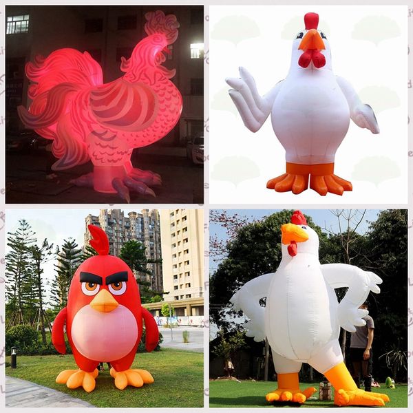 Jeux de plein air Belle mascotte debout poulet gonflable personnalisé modèle de dessin animé de ballon animal coq avec texte de logo gratuit pour la décoration extérieure