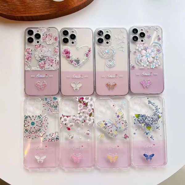 Coque de téléphone transparente papillon, joli style, coque de prévention pour iPhone 14 14Pro 13 12 11