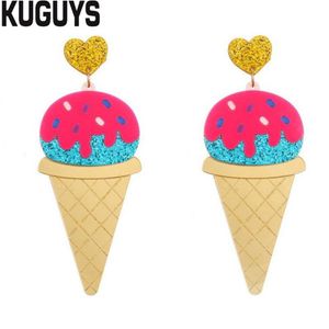 Preciosos pendientes colgantes de palito de helado de verano para mujer, pendientes largos de acrílico con purpurina, joyería de moda, accesorios de moda 229z