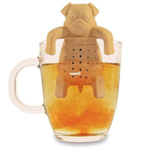 Preciosos coladores de té Pug en una taza Infusor de té de silicona Kawai perro portátil XB1