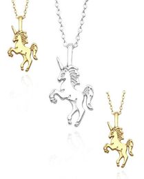 Beau collier pendentif à la licorne pour filles minuscules collier de chaîne de clavicule à licorne