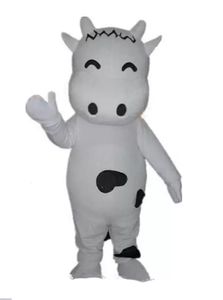 Mooie witte zuivel koe mascotte kostuum Halloween kerstfeestje stripfeest karakter outfit pak