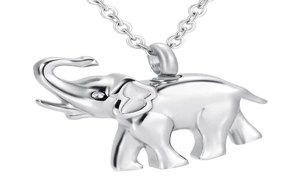 Precioso collar de elefante blanco joyería de cremación de acero inoxidable Memorial HumanPet cenizas urna colgante mujeres hombres niños unisex Fashio3010710