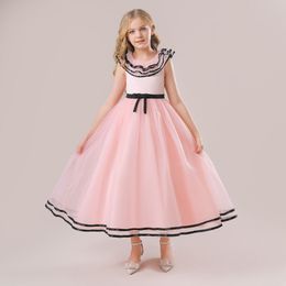 Precioso blanco rosa champán joya vestidos del desfile de la niña vestidos de niña de las flores cumpleaños de la niña / vestidos de fiesta faldas de todos los días para niñas ropa para niños SZ 2-10 D327217