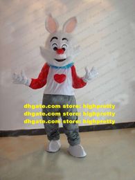 Disfraz de mascota de conejo de conejo blanco encantador Mascotte Lepus Jackrabbit Hare Adulto con grandes orejas de naranja Nariz roja No.2067 Barco gratis