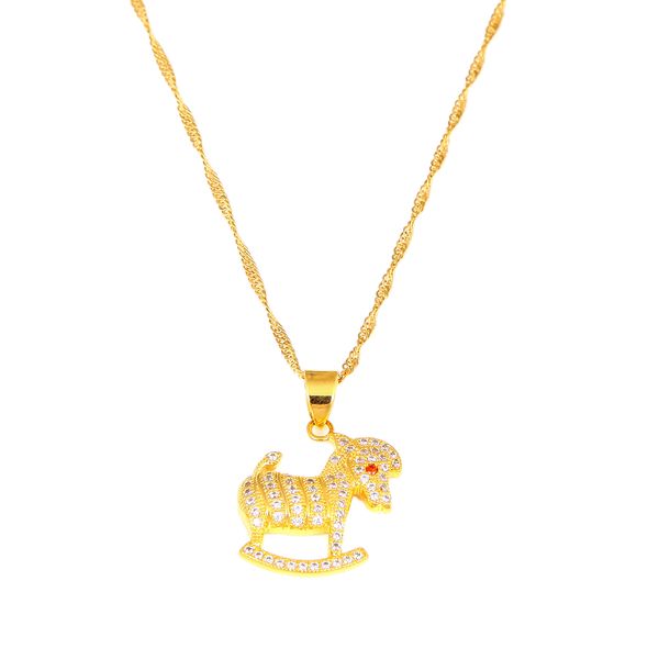 Joli pendentif cheval zèbre avec strass rouge, collier Animal, bijoux