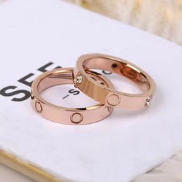 Lover Band Ring For Women Luxury Jewelry Titanium Steel Fashion Classic Couple Rings Never Fading Hoge Kwaliteit met Valet Bag Rose Gold Silver 5-11 Men Sieraden