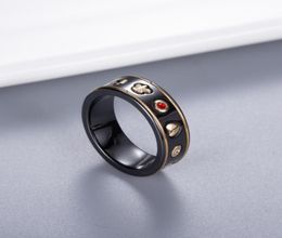 Minnaar paar keramische ring met postzegel zwart witte mode bijenvinger ring hoogwaardige sieraden voor cadeau maat 6 7 8 94971246