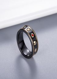 Minnaar paar keramische ring met postzegel zwart witte mode bijenvinger ring hoogwaardige sieraden voor cadeau maat 6 7 8 97090663