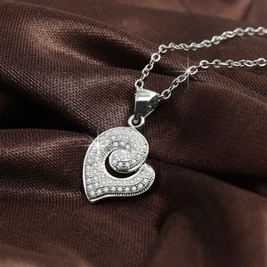 Amant coeur forme pendentif collier S925 argent plaqué plein diamants pierre femmes filles dame bijoux de mariage