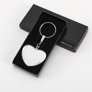 Amante Sublimación de dos caras en blanco DIY Corazón Diseñador Llaveros Giratorio Forma redonda Llaveros Monedero Bolso Parejas Coche Llavero Joyería para mujer Hombre Amigo Regalo