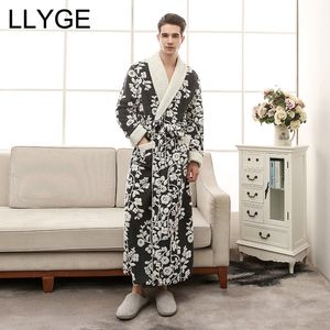 Amoureux corail polaire hommes Long peignoir 2020 automne hiver doux flanelle Kimono Robe de bain vêtements de nuit femme Robe de chambre hommes Robe