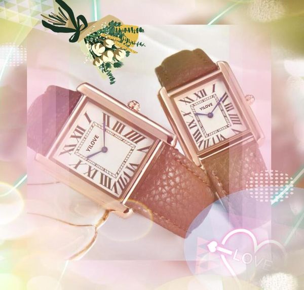 Amantes pareja de relojes Hombres Mujeres Japón de cuarzo Casco Business Clock Square Roman Tank Series de todos los crímenes ultra delgados Lady Girl Boy Boys Watch Gifts