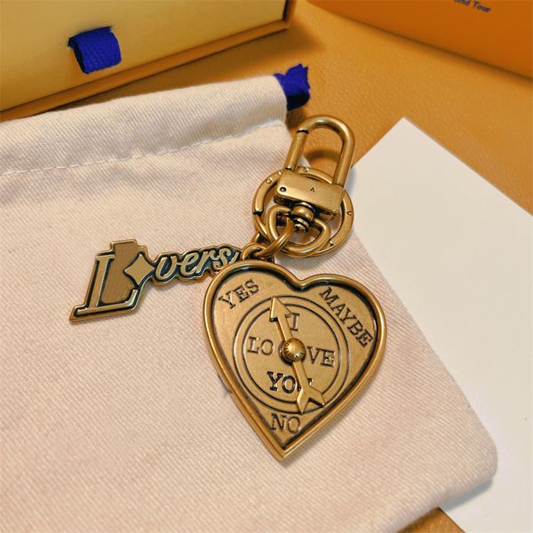 Lovers Heart Designer Keychain Luxury Mens Car Keyring Fashion Couple Gold Key Chain Femme Bag Sac Chariot clé Clé avec boîte