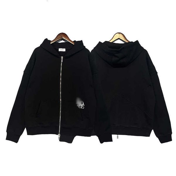 Lovers' Rhude Unique Capsule Style Fermeture Éclair Tête Tridimensionnelle Broderie Lettre High Gram Heavy Sweat à capuche