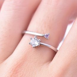 Liefhebbers ring mode zilver verstelbaar met witte kristallen romantische bruiloft voor sieraden cadeau verlovingsringen