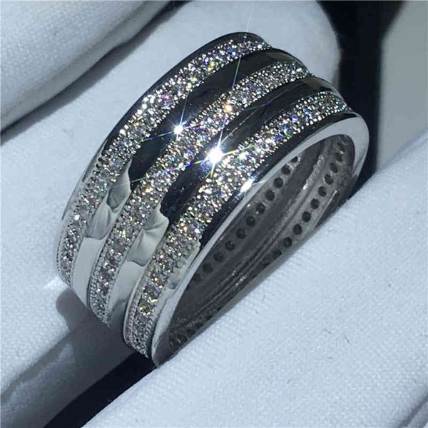 Lovers Round Finger ring 925 sterling silver Mirco Pave Cubic Zirconia Party Wedding Band Anneaux pour femmes hommes
