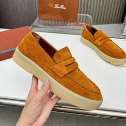 Lovers Chaussures Designers Men Hobe Chaussures Top Quality Deerskin Womens Locs Classic Metal Buttons Round Fashion Flat Talage Sneaker Loisson Walk Shopping Lady Shoe