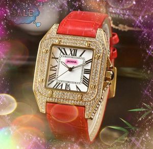 Liefhebbers Vierkante Romeinse Tank Wijzerplaat Klok Horloge Luxe Mode Kristal Diamanten Ring Case Mannen Horloges Vrouwen quartz batterij super Dames Mannelijke Polshorloge Geschenken