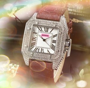 Liefhebbers Vierkante Romeinse Tank Wijzerplaat Klok Horloge Luxe Mode Kristal Diamanten Ring Case Mannen Horloges Vrouwen Quartz Dames Mannelijke Polshorloge groothandelsprijs