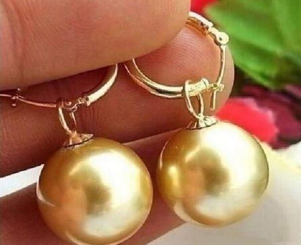 AMOUVRES FEMMES BON VOLICAUX ÉNORME ÉNORME 1314 mm Golden South Sea Shell Pearl Bringle Oreau d'oreille Natural Natural 925 Silver3935265