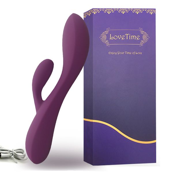 LoveTime Rabbit Vibrator 10 Modos Vibración G-Spot Dildo Silicone Clitoris Stimulator Vagina Masajeador Producto sexual para mujeres NUEVO Q0320