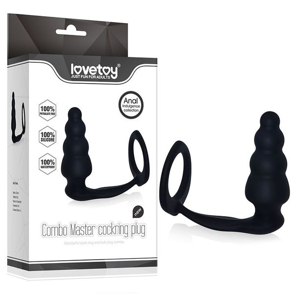 Lovetoy Cockring Plug Anal Perles Ass-Gasm Silicone Cock Ring Butt Plug Prostate Massager pour Hommes, Erotic Sex Plug 17402