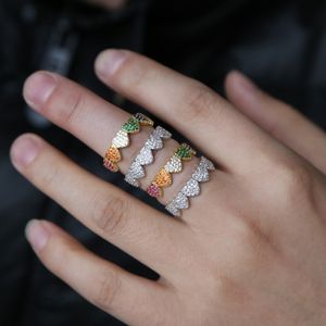 Bagues de mariage en forme de cœur pour femmes et hommes, bijoux de doigt de fiançailles, couleur arc-en-ciel délicate, bijoux en argent, taille #6 7 8