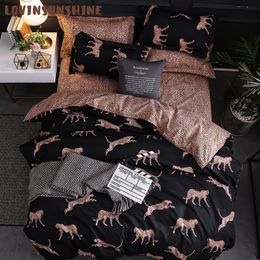 LOVINSUNSHINE Funda nórdica King Size Queen Size Conjuntos de edredones Juego de cama con estampado de leopardo AB # 196 Y200111250V