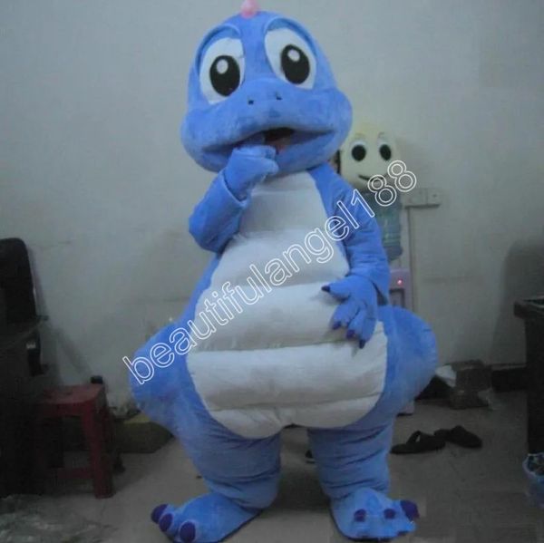 Lovly Blue Dragon Dinosaur Mascot Costume Traje de personaje de dibujos animados Traje Fiesta de Halloween Festival de carnaval al aire libre Disfraces para hombres Mujeres