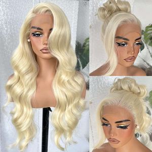 LOVSOUL 13X6 HD WIGS FRONTALES SANS GLUE SOLLE PRÉ-COUPÉE, 200 DENSITÉ 613 CHELS HUMAINS SIMÉRAL SYNTHÉTIQUE LONGE CORPS LAGE LAGE PERRONDE AVANT PRÊT À VOIR, 26 pouces # 613 Blonde blonde