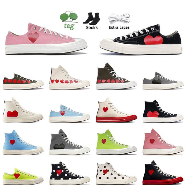 Low Commes Des Garcons X 1970s All Star Canvas Shoes Designer Femmes Hommes Classique 70 Chucks Taylors Multi-Heart High Top Vintage Flat Trainers Casual Sports Sneakers