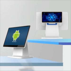 Terminal Android POS à faible coût de 15,6 pouces avec 1366 * 768p écran tactile Caisse enregistreuse de 10,1 pouces Affichage client WiFi RJ45 RJ11